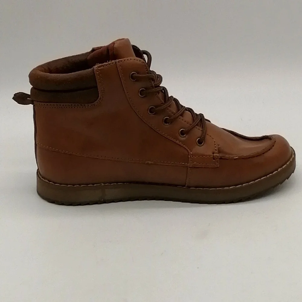 Old Navy Shoes Womens Flat Heel Lace Up Front Ankle Boot Cushioned Insole Tan 5